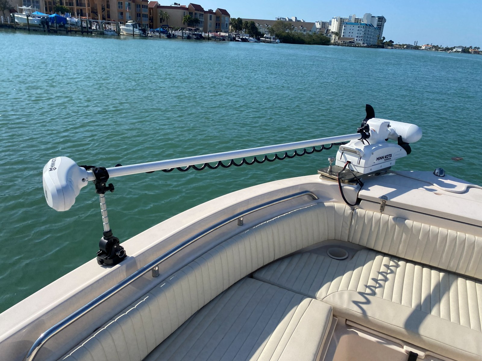 Power-Pole shallow water anchors installed on a boat